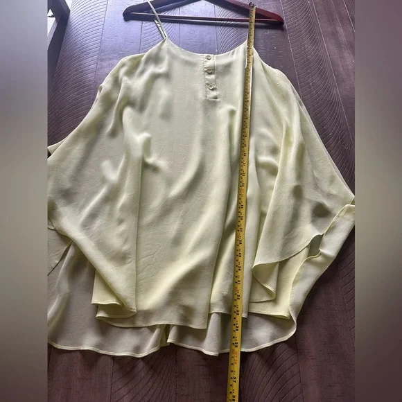 Alice + Olivia Neon Yellow Flowy 100% Silk Mini Dress Size M - Picture 9 of 9